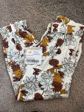 kate quinn Cream Floral Elastic Waist Track Pants